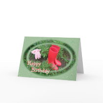 Gardening Red Boots Birthday or any occasion Card