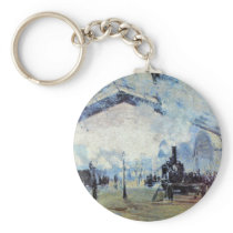 Gare Saint Lazare In Paris By Claude Monet Key Chain