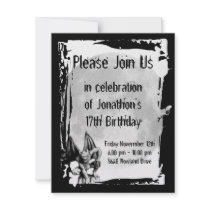 Gargoyle and Full Moon Gothic Birthday Invitation
