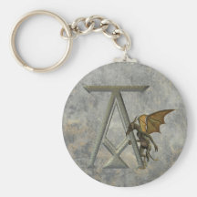 Gargoyle Monogram A Key Chains