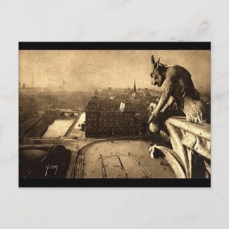 Gargoyle Notre Dame, Paris France 1912 Vintage postcard