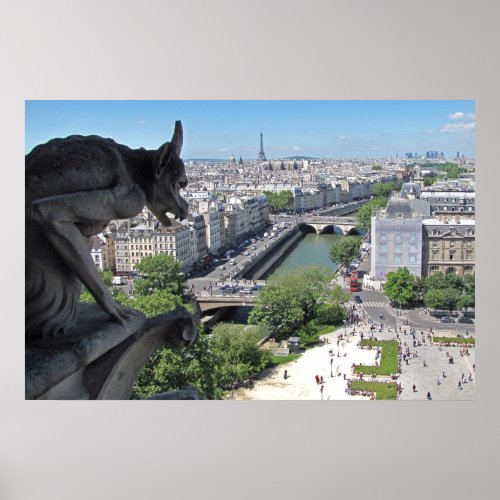 Gargoyle of the Notre-Dame watches over the Paris print