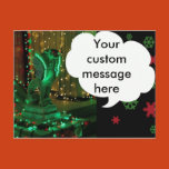 gargoyle, holiday, festive, red, green, lights,