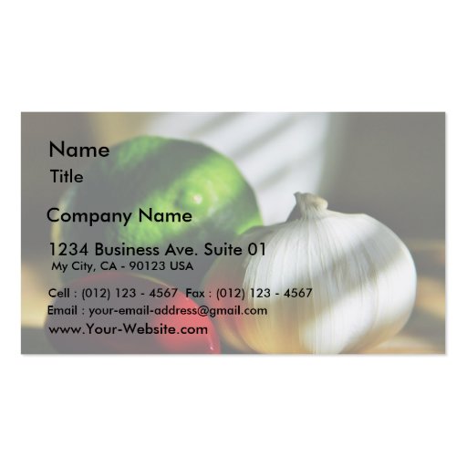 Garlic Bulbs Limes Chillies Peppers Chili Business Card (front side)