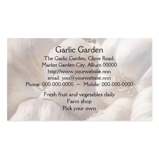 Garlic business card (back side)