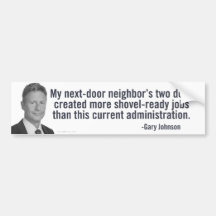 Gary Johnson Shovel-Ready Bumper Sticker