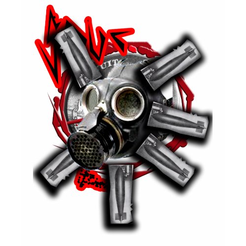 Gas mask bombs industrial mens guys hardcore shirt