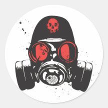 Gas Mask Round Sticker