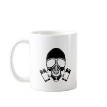 gas mask stencil logo mug