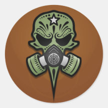 Gas Mask Sugar Skull, Green Sticker