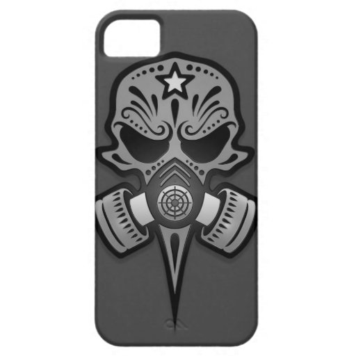 Gas Mask Sugar Skull, Grey iPhone 5 Case