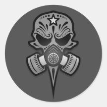 Gas Mask Sugar Skull, Grey Sticker