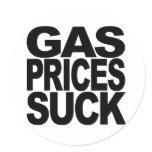Gas Prices Suck Round Sticker