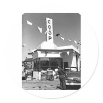 Gas Station and Cars Vintage Minneapolis Minnesota Round Sticker