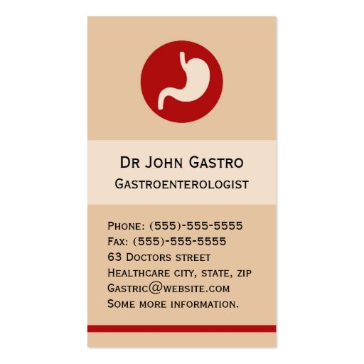 Gastroenterologist business card (front side)