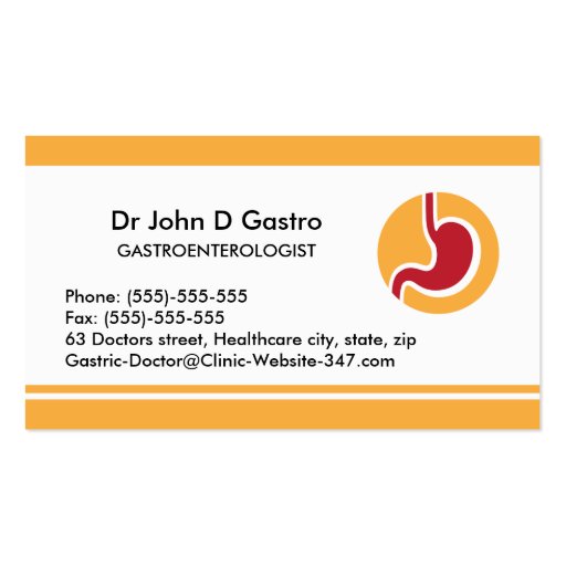 Gastroenterologist business card (front side)