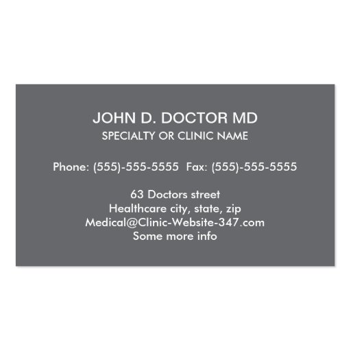 Gastrology or gastrologist gray business card (back side)