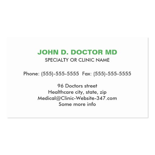 Gastrology or gastrologist green business card (back side)