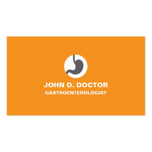 Gastrology or gastrologist orange business card (front side)