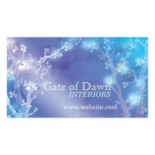 "Gate of Dawn" Jewel Floral Trees Interior Design Business Card (front side)