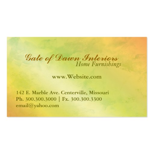 Gate of Dawn Trees Monogram Business Cards (back side)