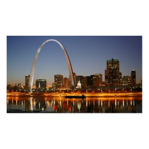 Gateway Arch St. Louis Mississippi at Night Business Card Template (back side)