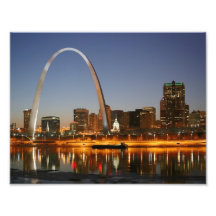 Gateway Arch St. Louis Mississippi at Night Photographic Print