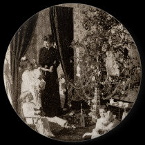 Gather 'round the Tree - Vintage Stereoview buttons