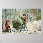 Gathering Christmas Holly  c.1890 posters