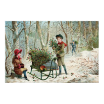 Gathering Christmas Holly  c.1890 posters