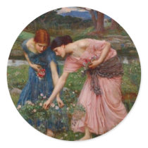 Gathering Rosebuds Round Sticker