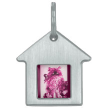 GATITO CON los ROSAS, negro, fucsia rosado blanco Placa De Mascota