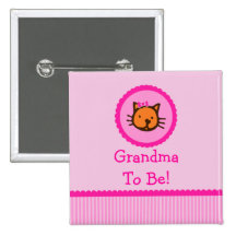 Gatito rosado "abuela a ser" botón de la fiesta de pin