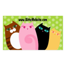 Gatitos bonitos en verde tarjetas de negocios