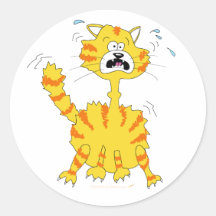 Gato asustado del dibujo animado divertido pegatina