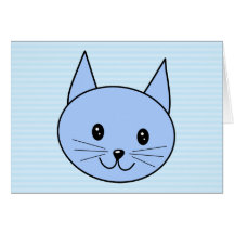 Gato azul lindo. Fondo azul claro de la raya Felicitación