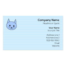 Gato azul lindo. Fondo azul claro de la raya Tarjeta De Visita