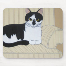 Gato blanco y negro real Mousepad Alfombrilla De Raton