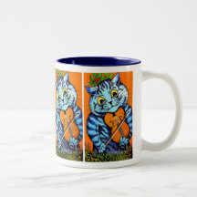 Gato con el violín de Louis Wain Tazas