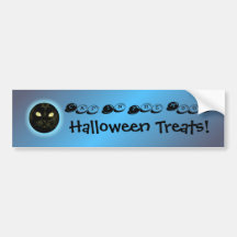 Gato de Halloween en el parachoque de la decoració Etiqueta De Parachoque