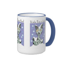 Gato del invierno taza