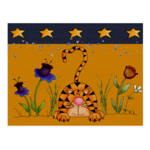 gato en flores postales