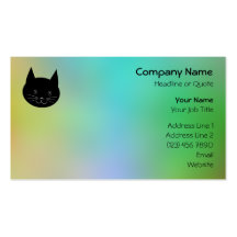 Gato negro, con un fondo de los colores del arco i tarjetas de visita