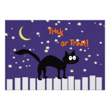 Gato negro de Halloween en la cerca Comunicado Personal