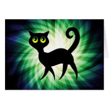 Gato negro fantasmagórico felicitaciones