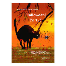 Gato y araña de Halloween Comunicados Personalizados