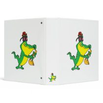 gator blues alligator playing sax cartoon 3 ring binders