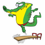 gator diving off diving board cartoon photo cutout