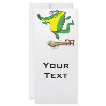 gator diving off diving board cartoon custom rack cards