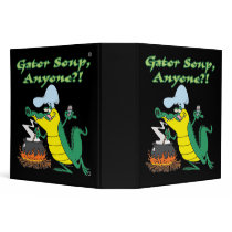 gator soup anyone funny alligator cooking cartoon binder
